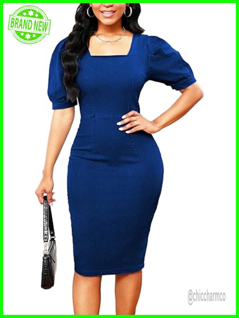 Denim Bodycon Mini Dress With Zipper And Split